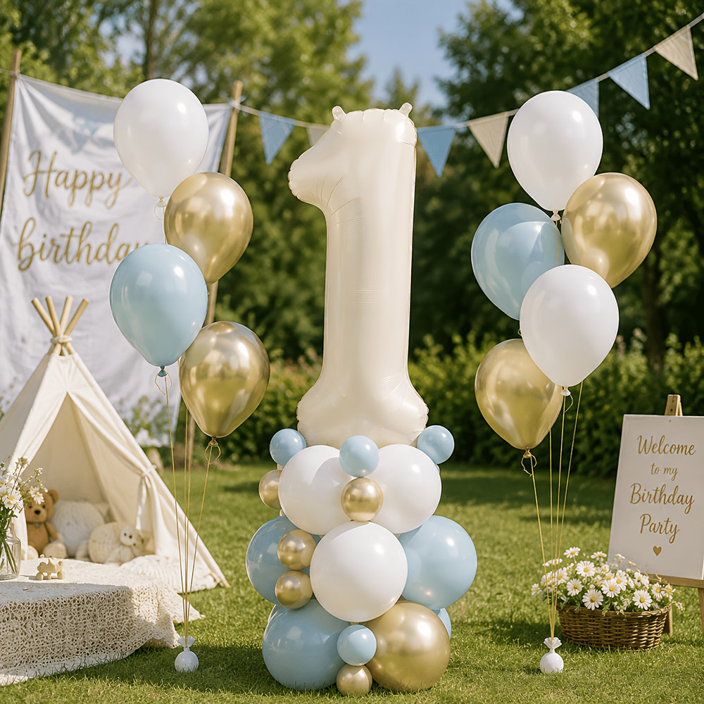 Baby Products Lotion - 39 stuks crèmekleurige ballonnen nummer 1-9,