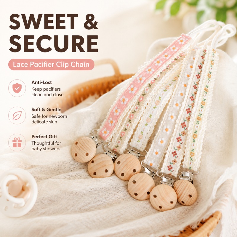 Baby Products 1 Year - Kanten speenclipketting voor pasgeborenen, anti-verloren speenhouder,