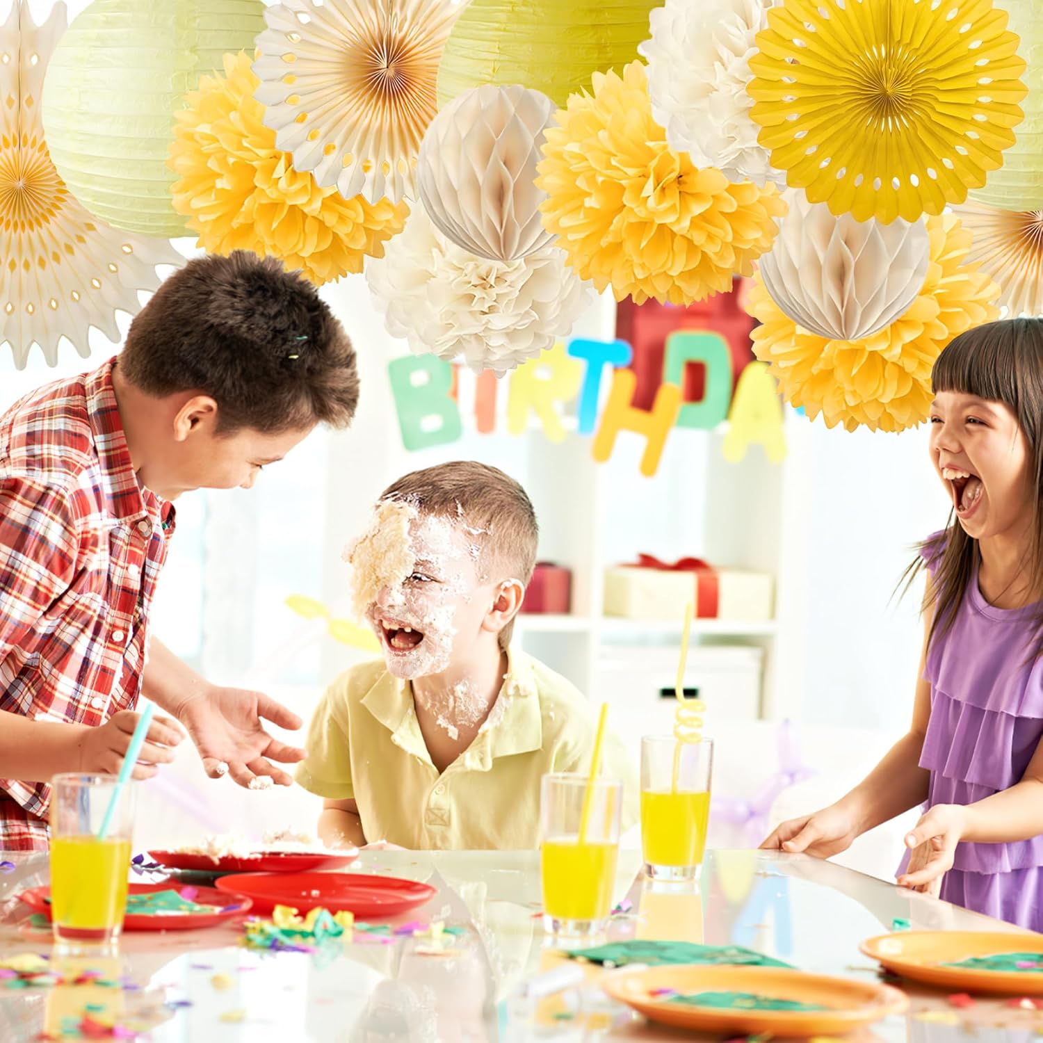 Gele feestdecoraties Geel en c - Baby Products Lotion recensie en prijs